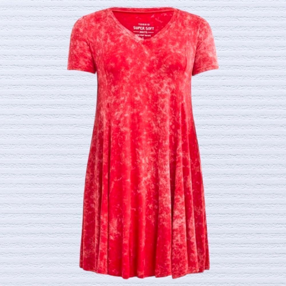 TORRID Plus Size Mini Super soft V-Neck Trapeze Dress.